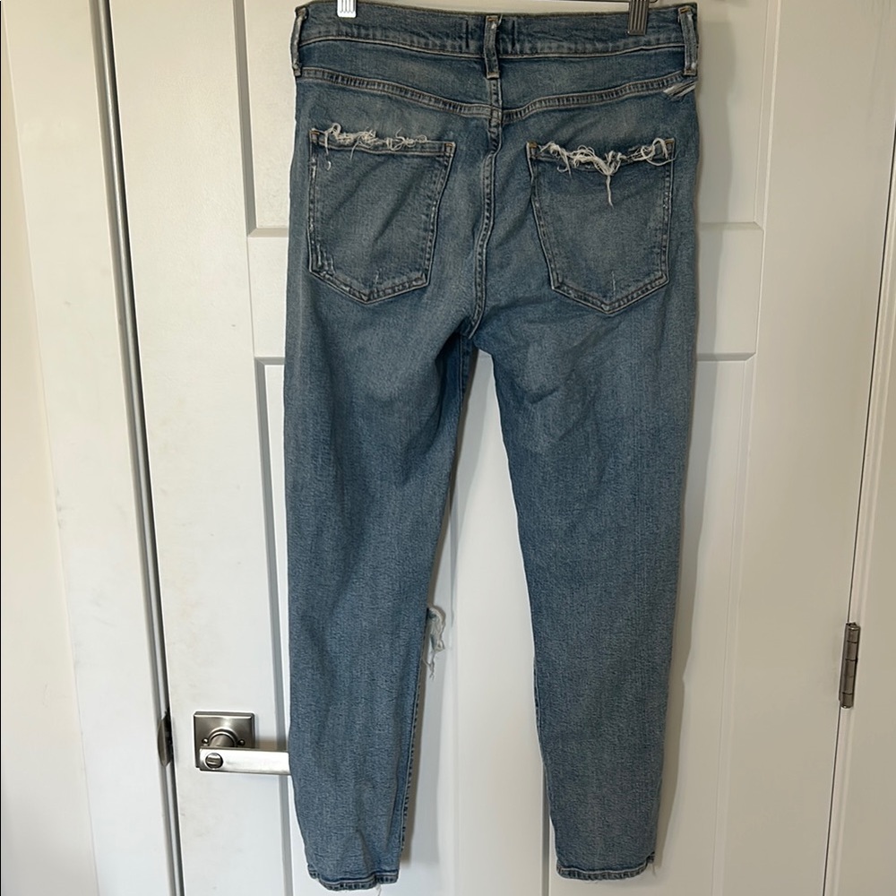Agolde Ripped Blue Boyfriend Jeans - Picture 7 of 9